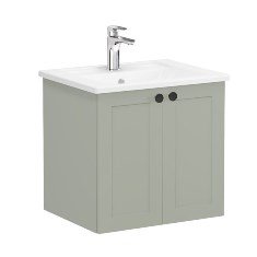 Vitra Root Classic 68693 Lavabo Dolabı, Kapaklı, 60 Cm, Mat Retro Yeşil, Köşeli Lavabolu